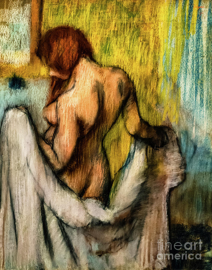 Nude Woman with a Towel by Edgar Degas Pastel by Edgar Degas