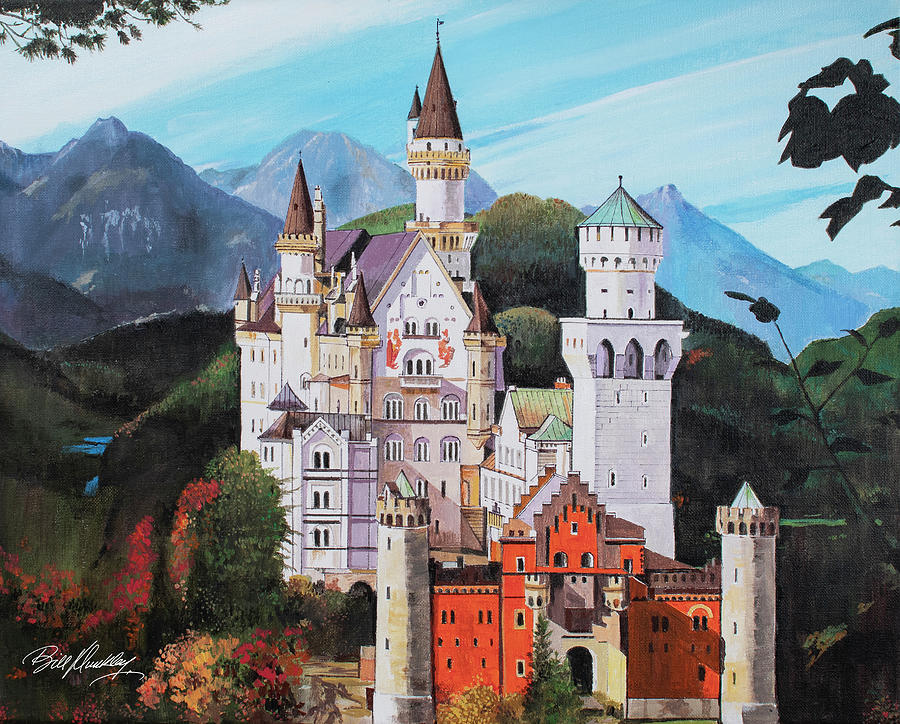 Nueschwanstein Castle Painting by Bill Dunkley