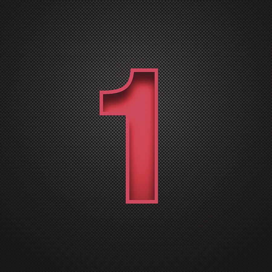 Number 1 Design (One). Red Number on Carbon Fiber Background Drawing by Bgblue