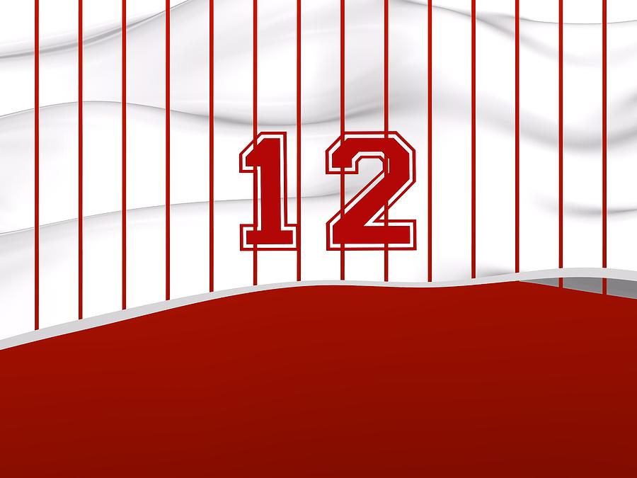 Number 12 Over White And Red Sportive Baseball Fashion Digital Art