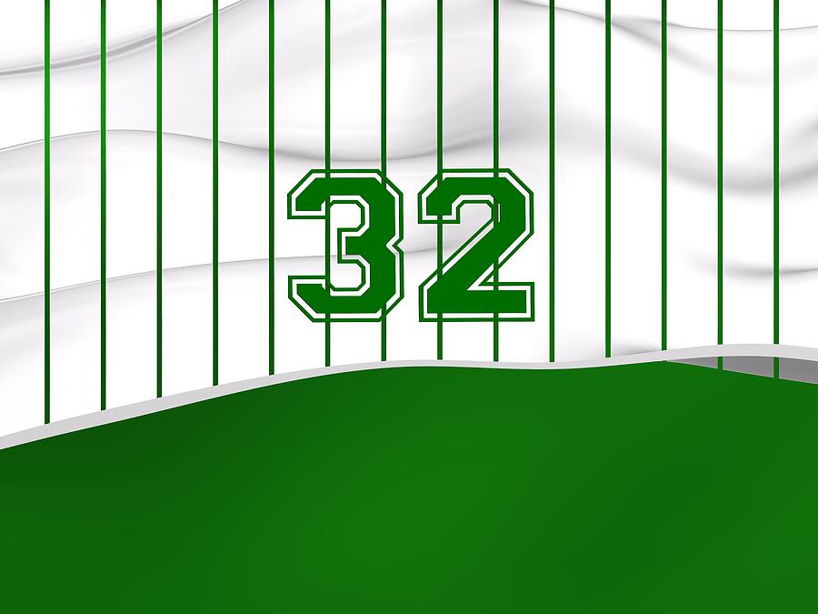 Number 32 Over White And Green Sportive Baseball Fashion Digital Art
