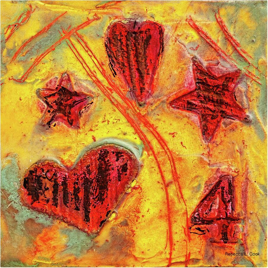 Abstract Mixed Media - Number 4 Encaustic Tiny Series by Bellesouth Studio