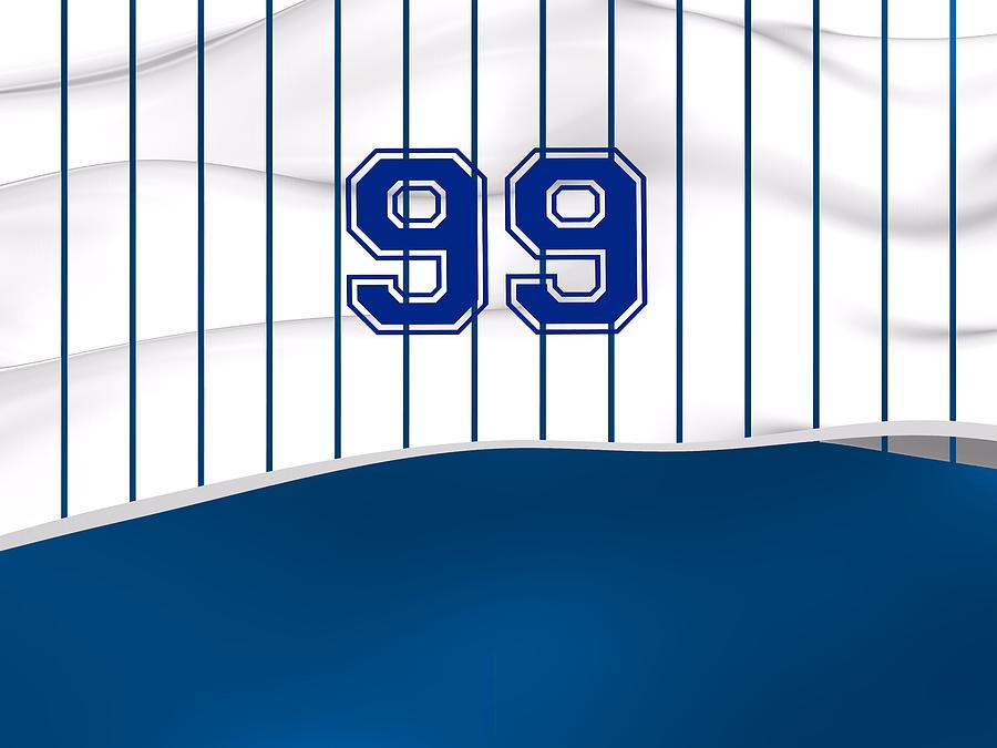 Number 99 Over White And Blue Baseball Sportive Fashion Digital Art