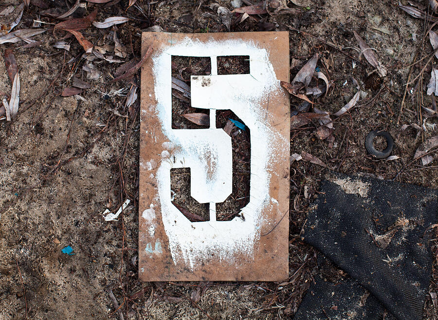 Number five on the old metal stencil Photograph by Rootstocks