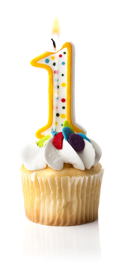 Number One (1) Candle and Cupcake Photograph by Duckycards
