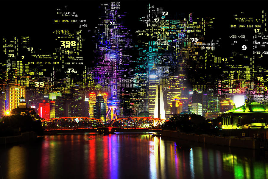 Numbers Collection - Shanghai Night Photograph by Philippe HUGONNARD