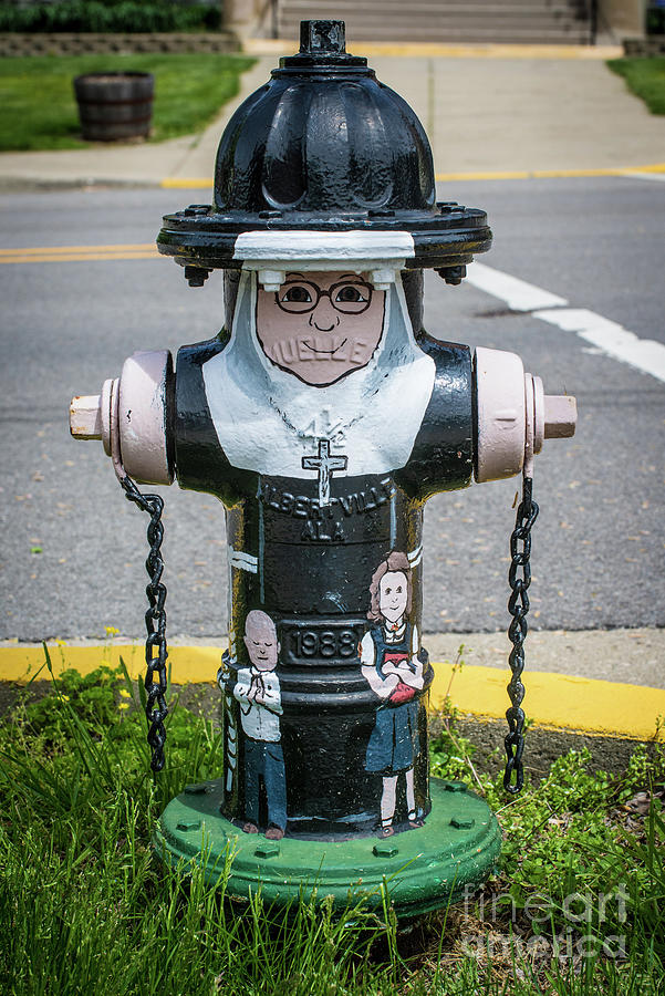 Nun Painted Fire Hydrant - Indiana Photograph by Gary Whitton
