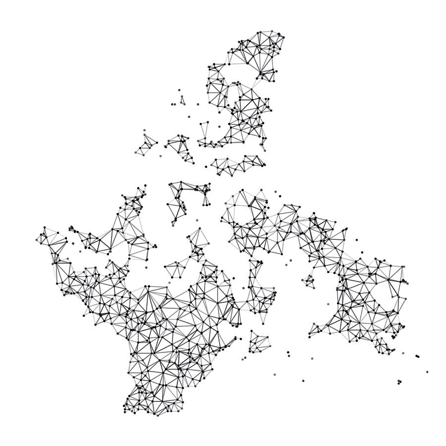 Nunavut Map Network Black And White Drawing by FrankRamspott