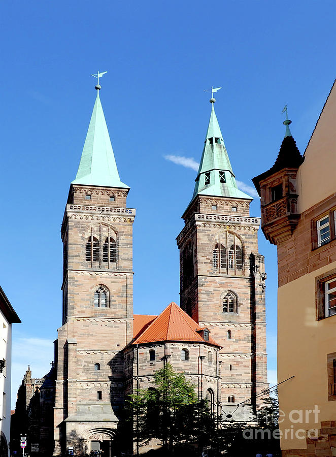 Nuremberg church with tall steeples and bells Photograph by Gunther Allen