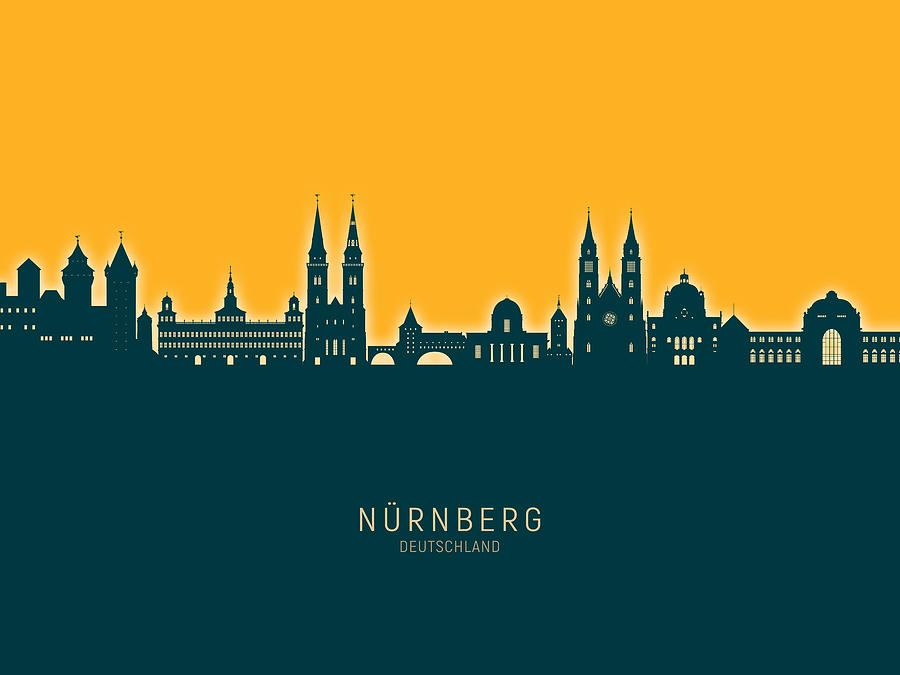 Nurnberg Germany Skyline #00 Digital Art by Michael Tompsett