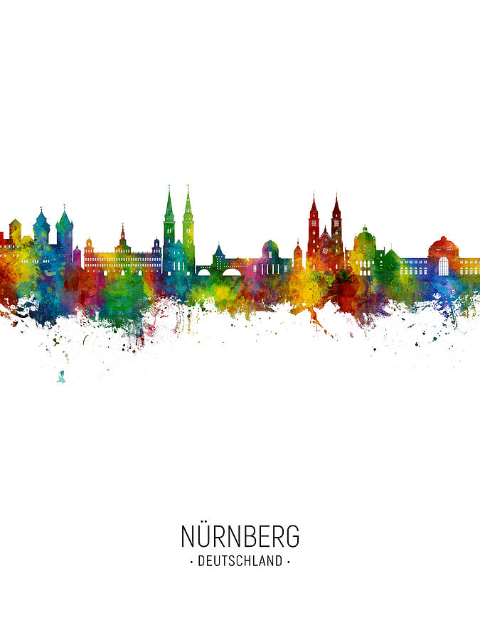 Nurnberg Germany Skyline #02 Digital Art by Michael Tompsett