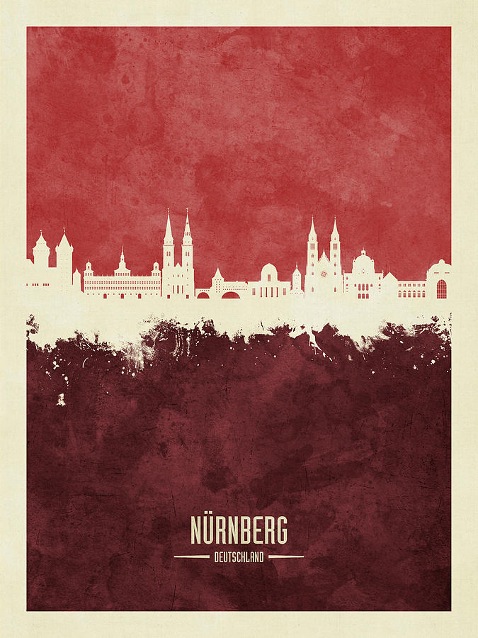 Nurnberg Germany Skyline #10 Digital Art by Michael Tompsett