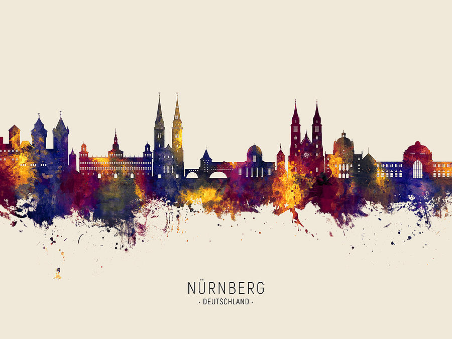 Nurnberg Germany Skyline #85 Digital Art by Michael Tompsett