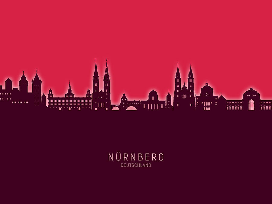 Nurnberg Germany Skyline #99 Digital Art by Michael Tompsett