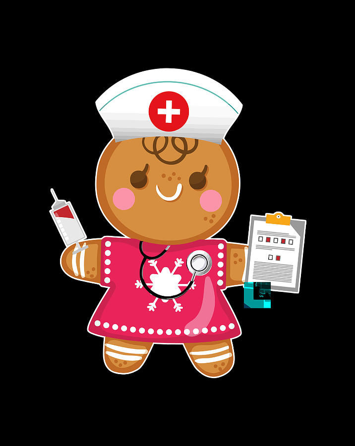 Nurse Christmas Holiday Tee Funny Rn Holiday Gingerbread Digital Art By