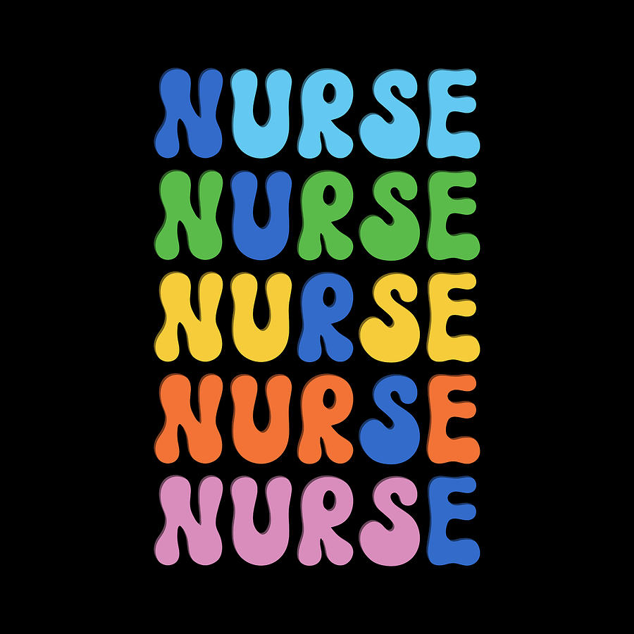 Nurse Colorful Retro Design Digital Art by Ravadineum Design - Fine Art ...