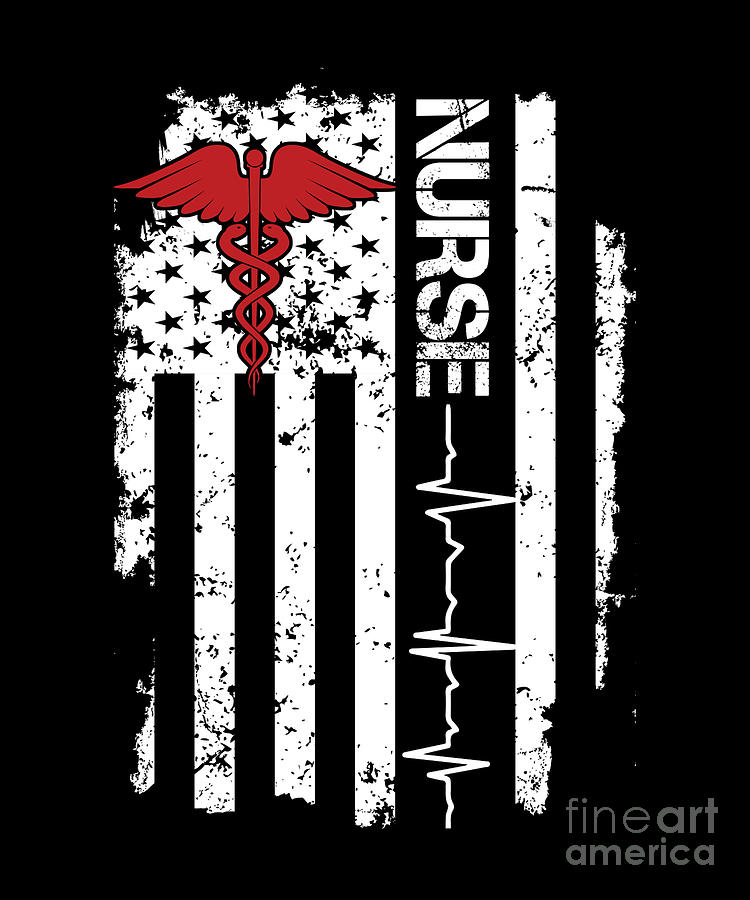 Nurse Flag Heartbeat USA CNA Medical Health Check Physician Medicine ...