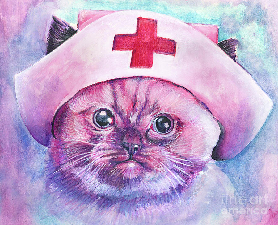 Nurse Kitty Painting by Michael Volpicelli