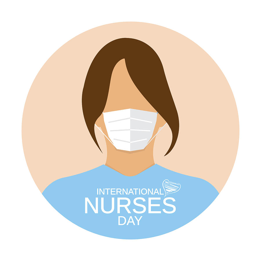 Nurses Day icon. Woman with medical face mask. Vector Drawing by BojanMirkovic