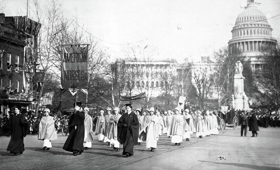 Nurses Marching In Suffragette Parade - Washington DC 1913 Photograph by War Is Hell Store
