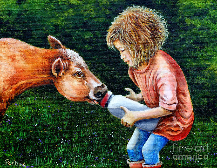 Nursing the Calf Painting by Pechez Sepehri