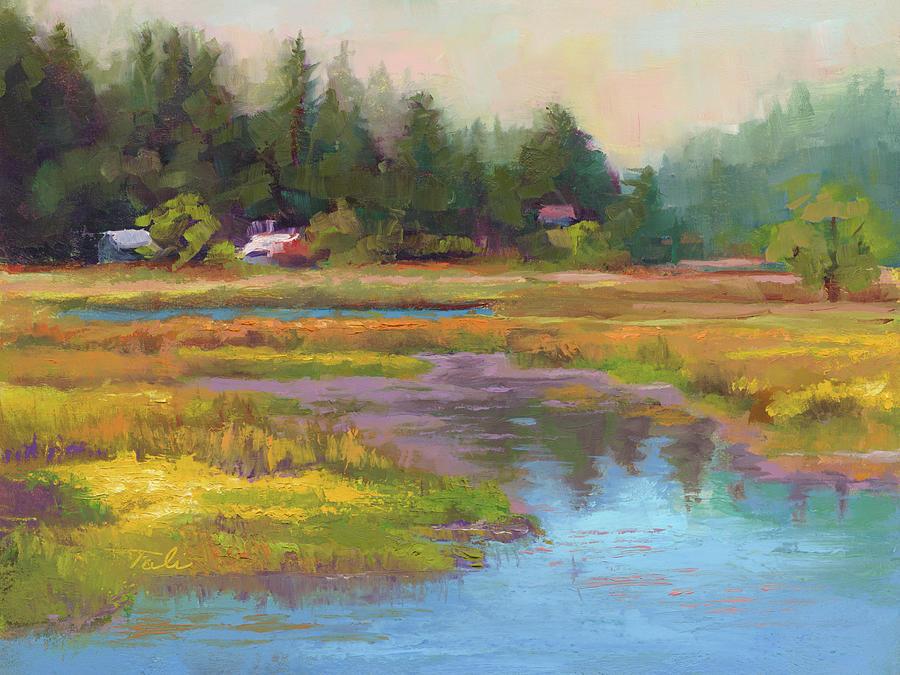 Nute Slough Afternoon - landscape painting Painting by Talya Johnson