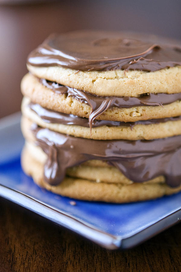 Nutella and peanut butter cookie stack Photograph by Charity Burggraaf