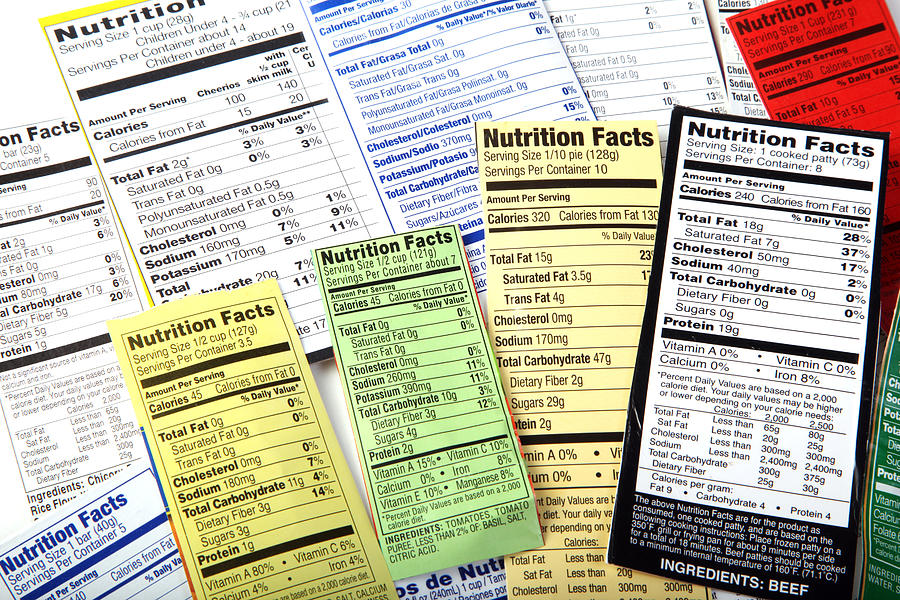 Nutrition Label giving information on good food choices. Photograph by Imagesbybarbara