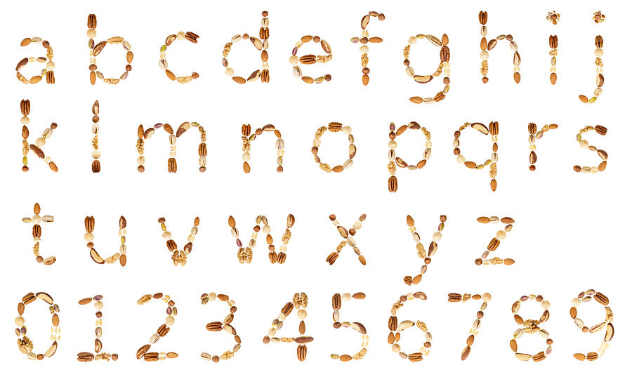 Nuts alphabet (LC) and digits Photograph by PictureLake