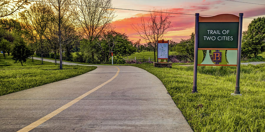 Northwest Arkansas Photograph - NW Arkansas Razorback Greenway Sunrise Panorama - Trail of Two Cities by Gregory Ballos