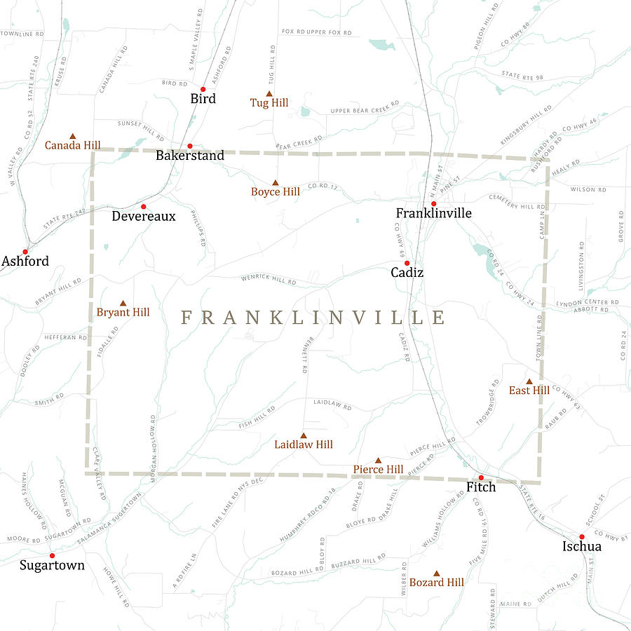 NY Cattaraugus Franklinville Vector Road Map Digital Art by Frank ...