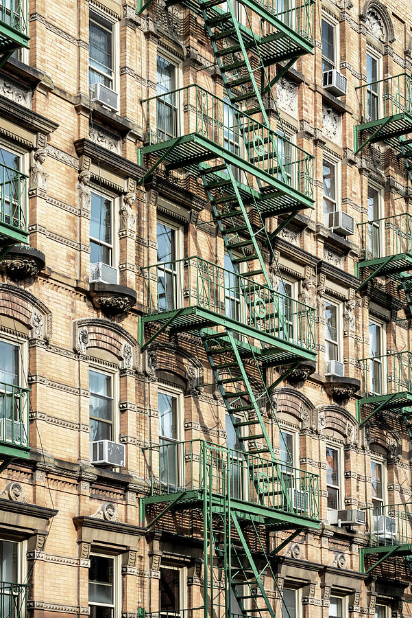NY CITY - Green Fire Escape Stairs Photograph by Philippe HUGONNARD