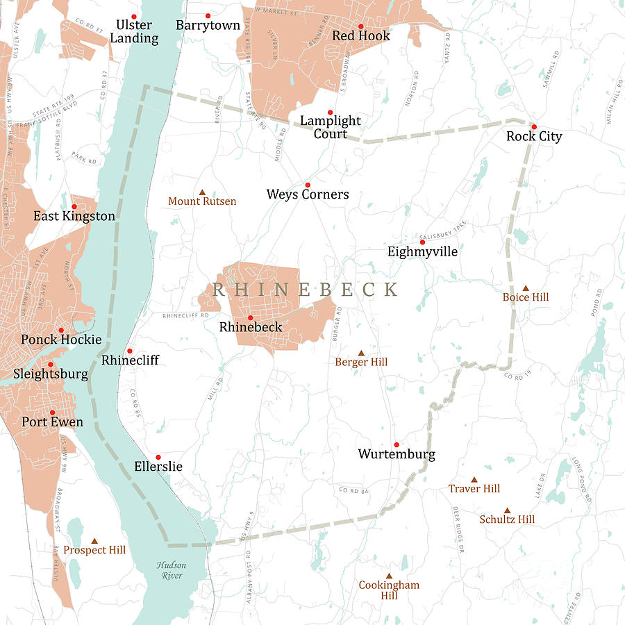 NY Dutchess Rhinebeck Vector Road Map Digital Art By Frank Ramspott   Ny Dutchess Rhinebeck Vector Road Map Frank Ramspott 