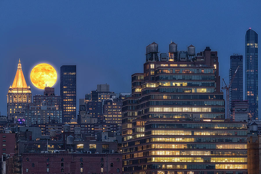 NY Life Full Moon NYC Photograph by Susan Candelario
