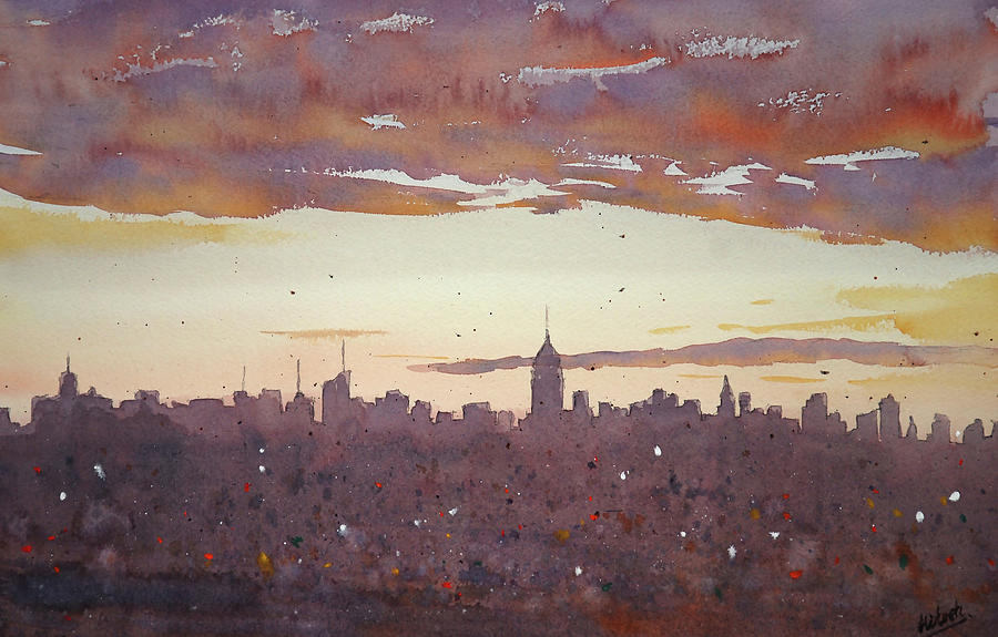 NY Morning Skyline Painting by Tesh Parekh