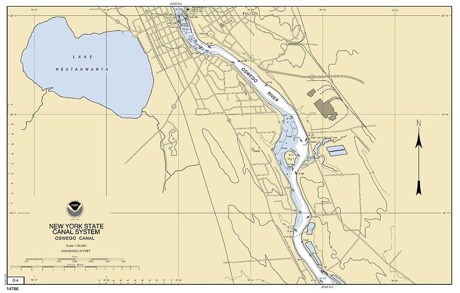 Ny State Barge Canal System Oswego River Lake Neatahwanta Noaa Chart 147865 Digital Art By