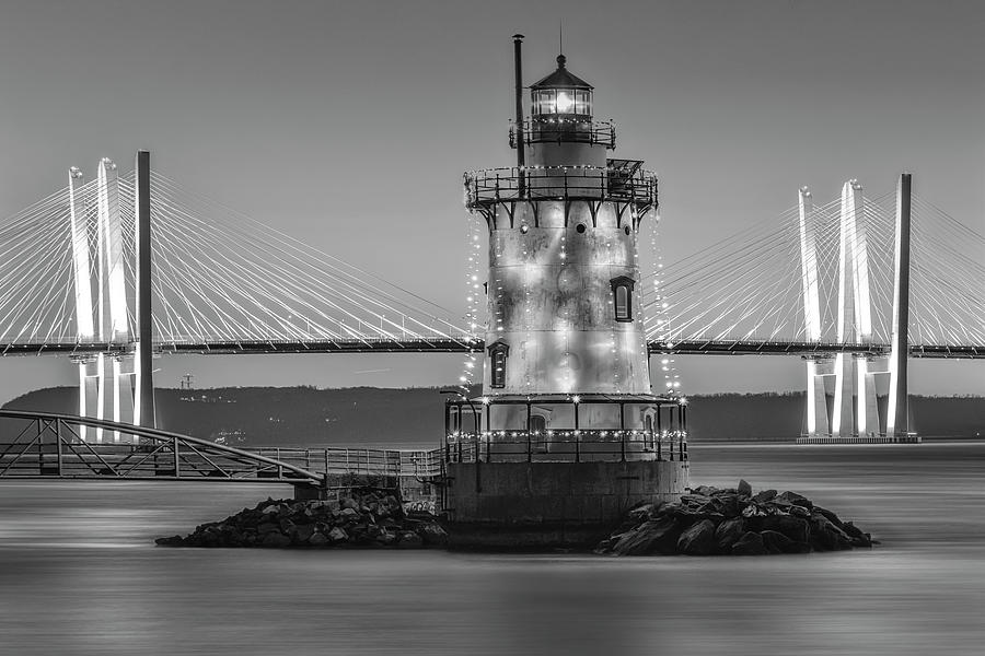 NY Tarrytown Lighthouse BW Photograph by Susan Candelario