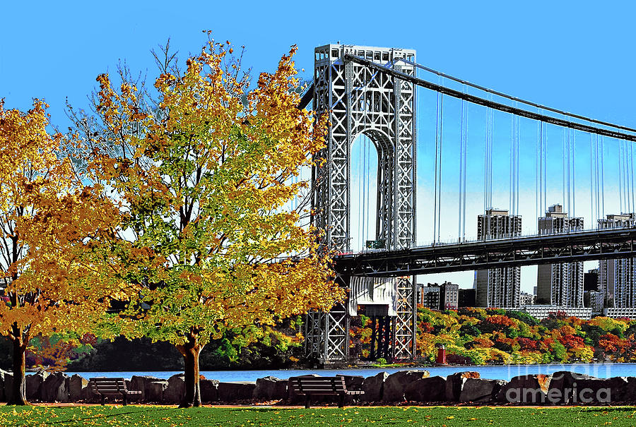 Ny Tower Of The Gw Bridge In Autumn Photograph