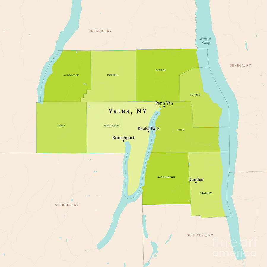 Ny Yates County Vector Map Green Frank Ramspott 