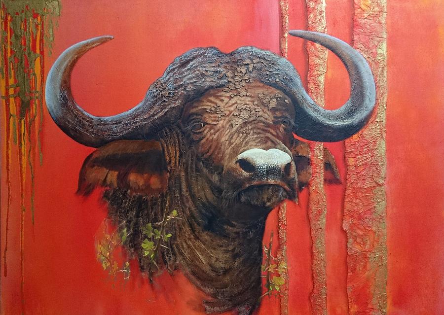 Buffalo Painting - Nyati by Sannette Boshoff