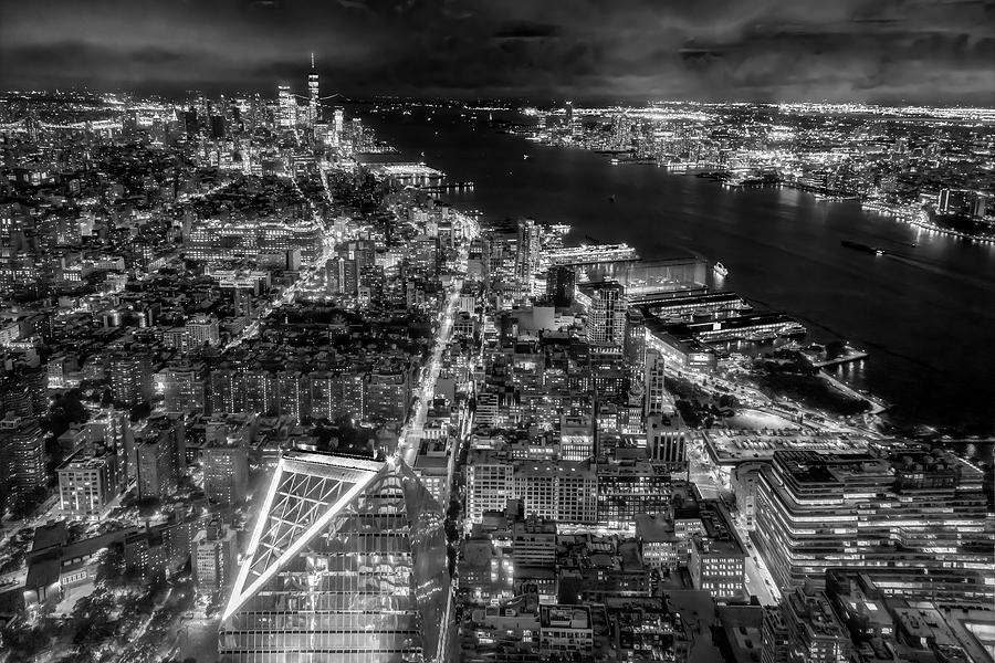 NYC Aerial  Skyline BW Photograph by Susan Candelario