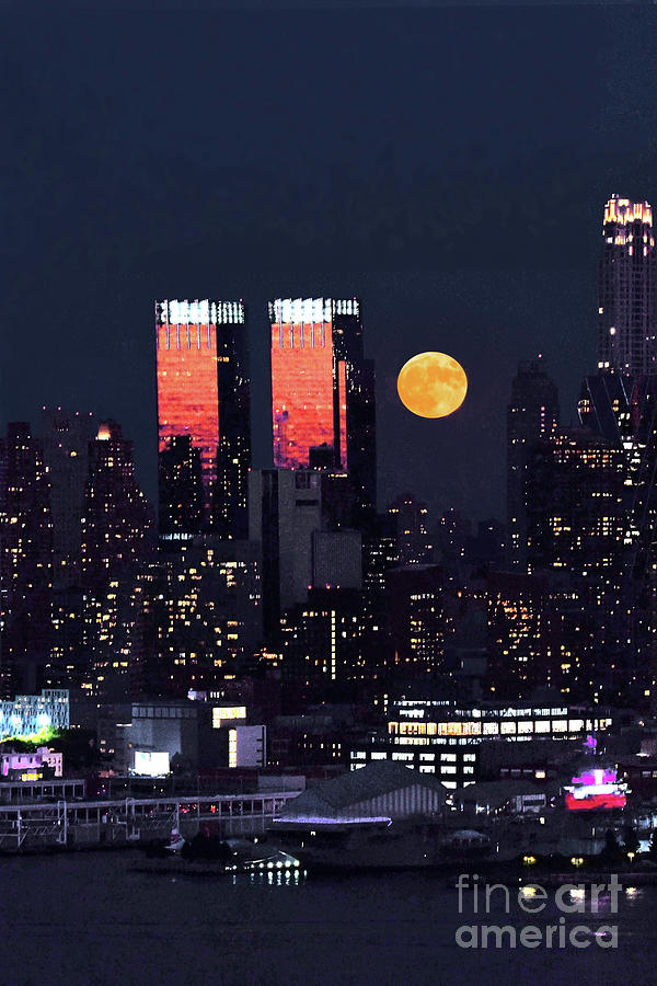 Nyc And The Hunter Moon Photograph