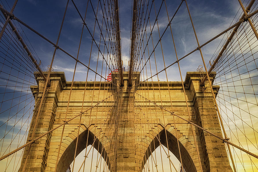 NYC  Brooklyn Bridge Sunrise Photograph by Susan Candelario
