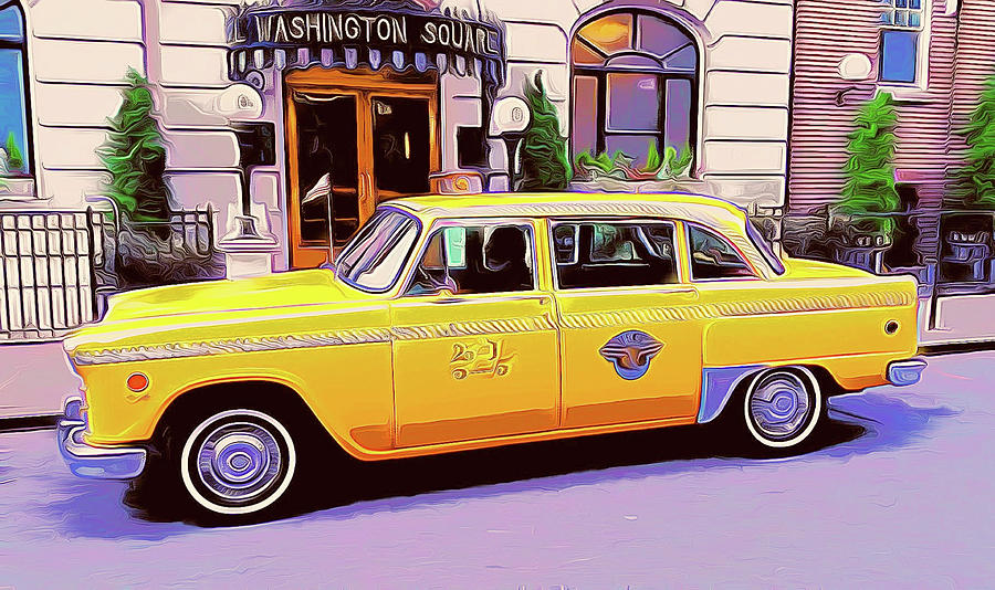 Transportation Painting - Nyc Checker Cab Taxi by Daniel Zwicke