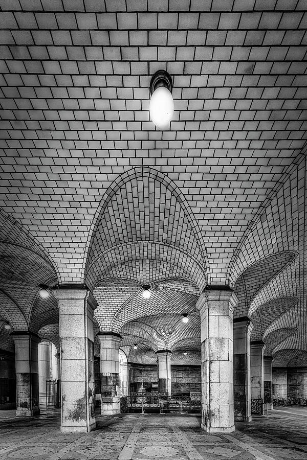 NYC  City Hall Subway Station BW Photograph by Susan Candelario