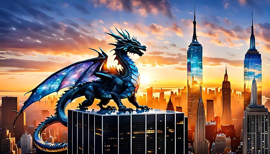 NYC Dragon at Sunrise  Digital Art by Beverly Read