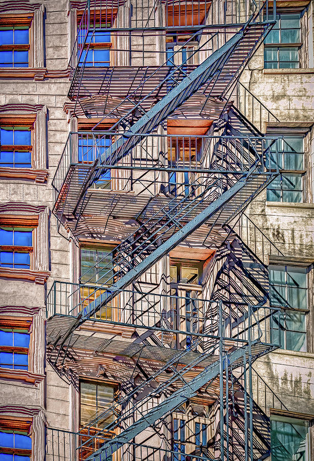 NYC Emergency Exit, Stylized Version Photograph by Marcy Wielfaert