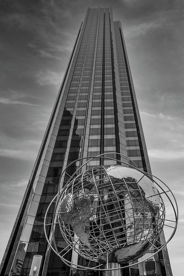 NYC Globe Sculpture BW Photograph by Susan Candelario