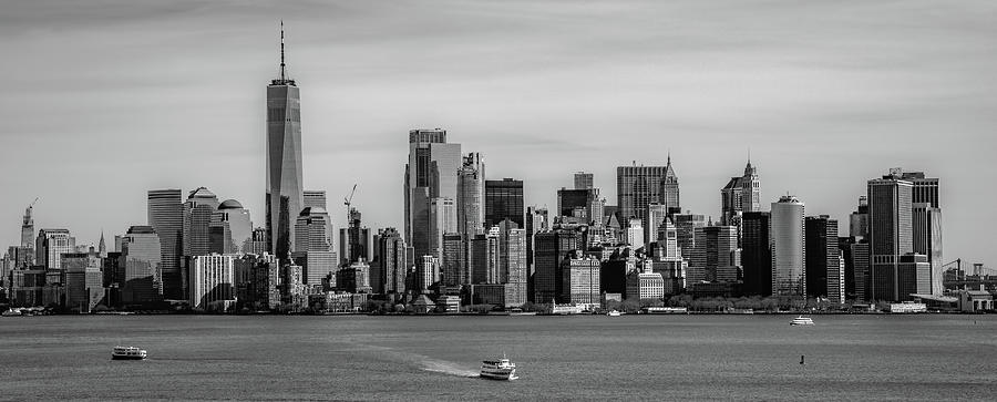 New York Harbor View, Black and White Photograph by Marcy Wielfaert