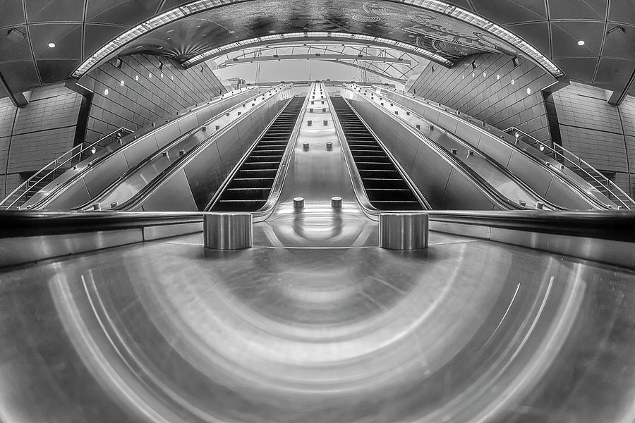 NYC Hudson Yards Subway Station BW Photograph by Susan Candelario